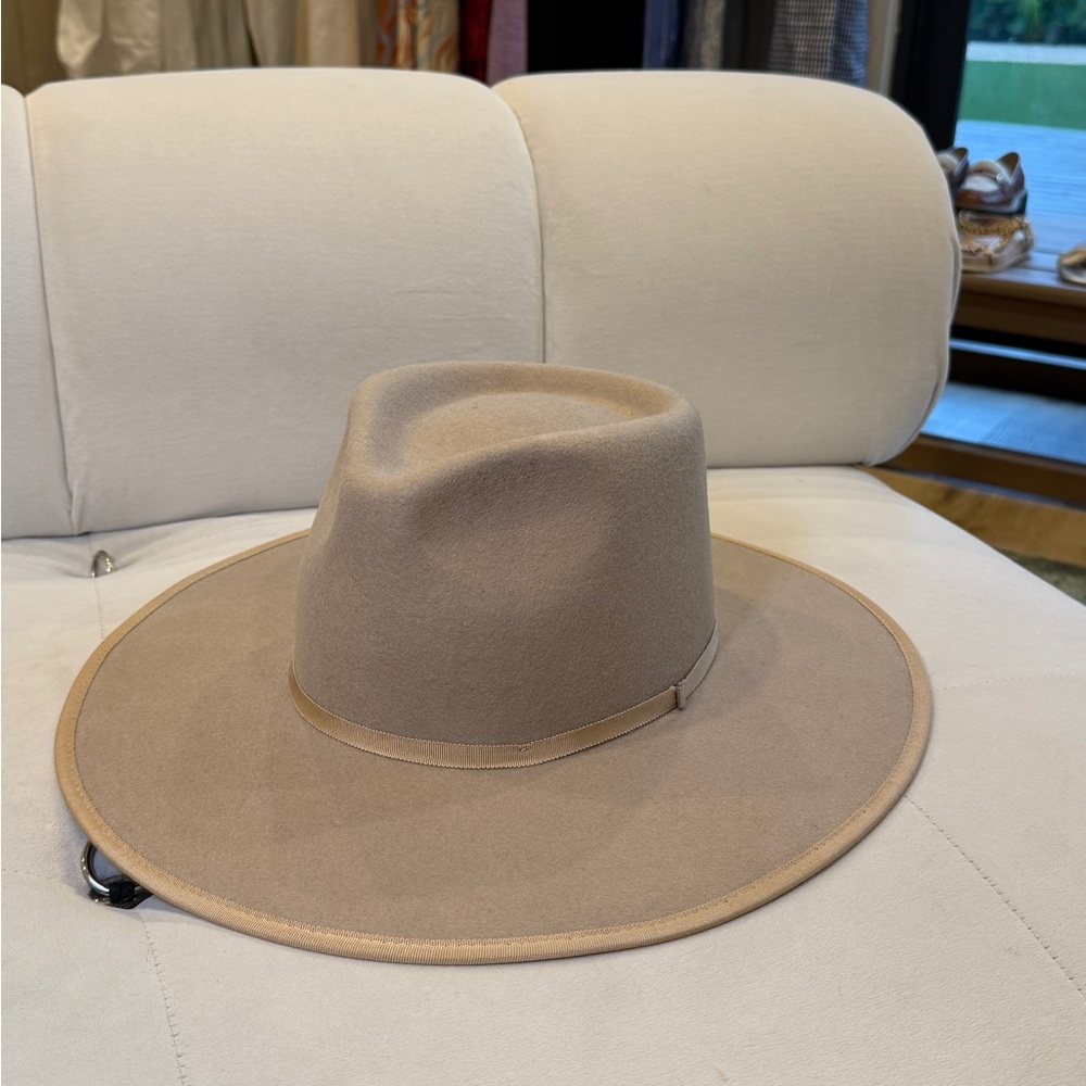 GIGI PIP Tan Felt Wide-Brim Hat